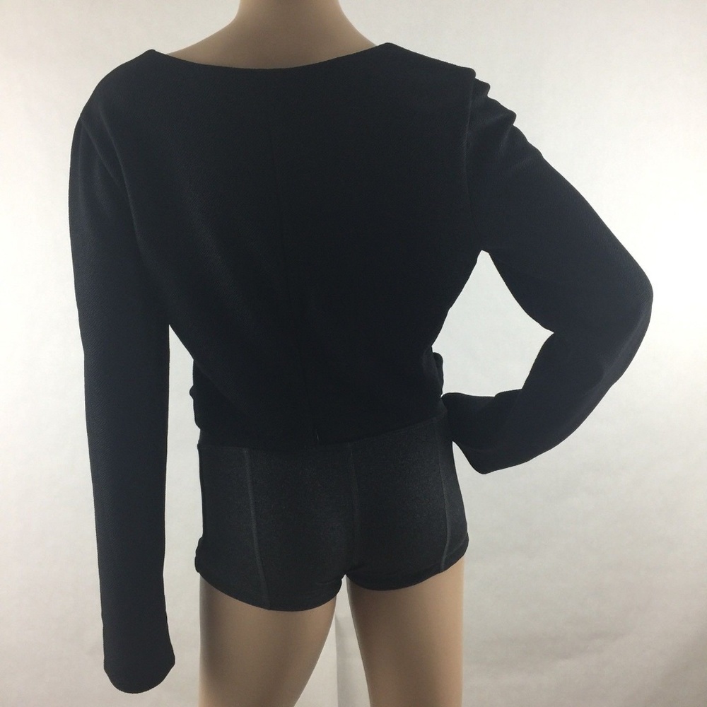 Express Cropped Top Cut Out Long Sleeve V Neck - Picture 8 of 8